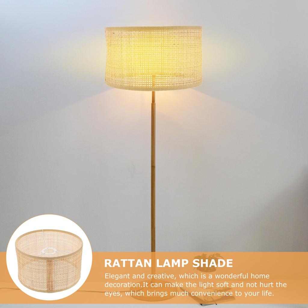 Rattan Woven Lampshade Rustic Style Hanging Lamp Cover Decorative Ceiling Light Indoor Hanging Lampshade Delicate Lamp Shade