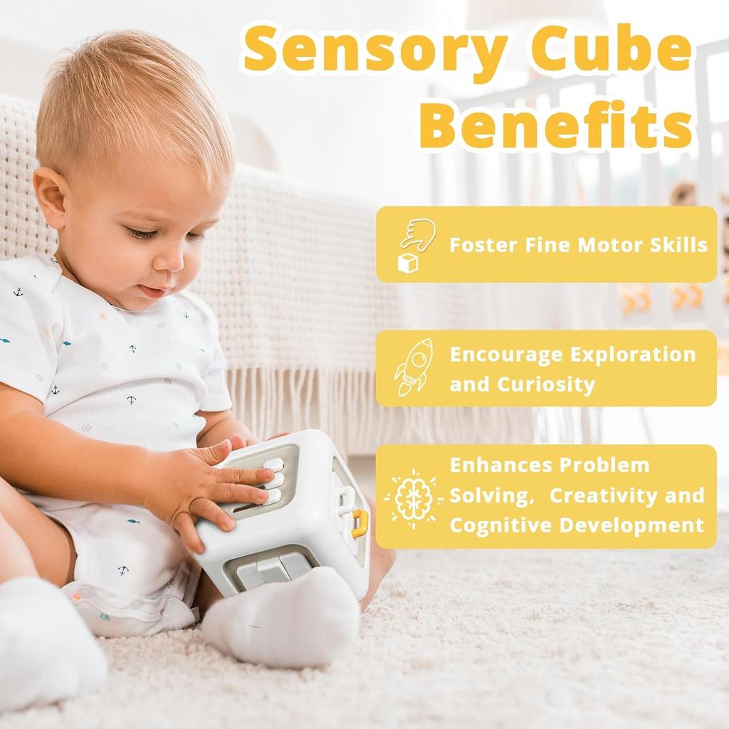 Busy Cube Toys, Montessori Toys for 1+ Year Old, Travel Sensory Toys for Toddlers 1-3, Learning Fine Motor Skills| 1st Birthday Gifts Boy 12 Months +