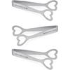Sugar Tongs Set of 3,Stainless Steel Shape of Heart Sugar Cube Tongs,Also used as ICE Tongs Kitchen Clips Food Tongs Perfect for Tea Party Wedding