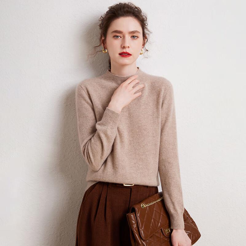 Fanzhen Women's 100% Cashmere Mock Neck Sweater