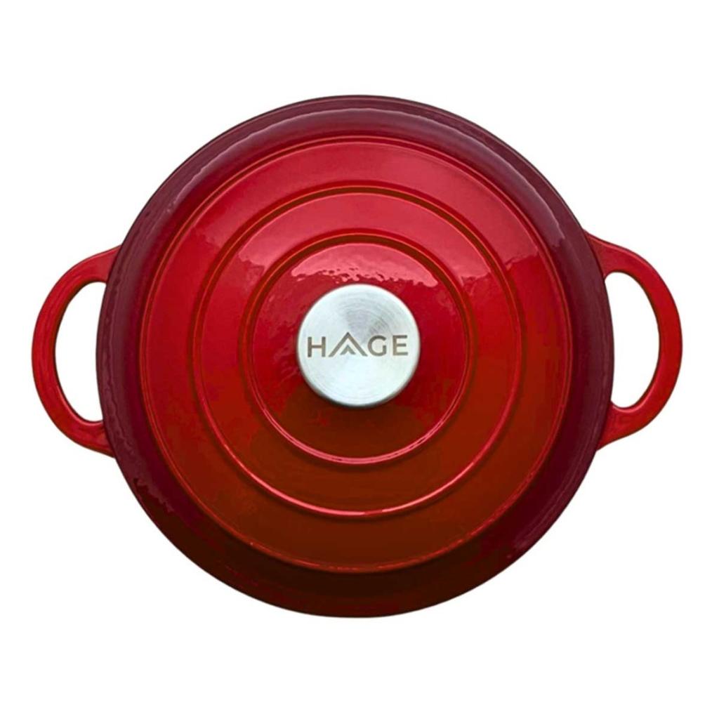 ENAMELLED CAST IRON POT 22cm 3L HAGE RED