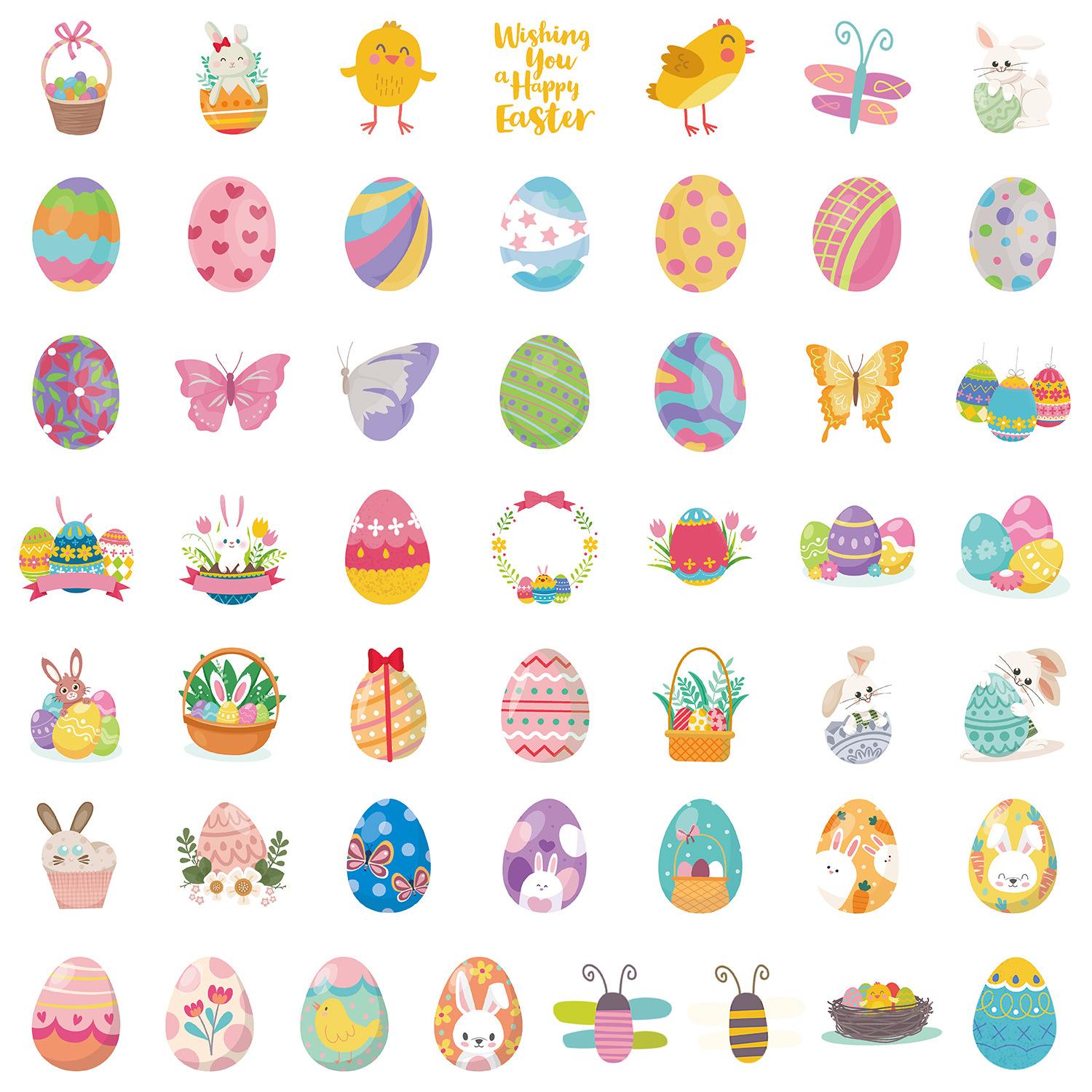 

50PCS Easter Egg Cartoon Holiday Stickers Children s Cute Rewards Student Labels Presents Playthings