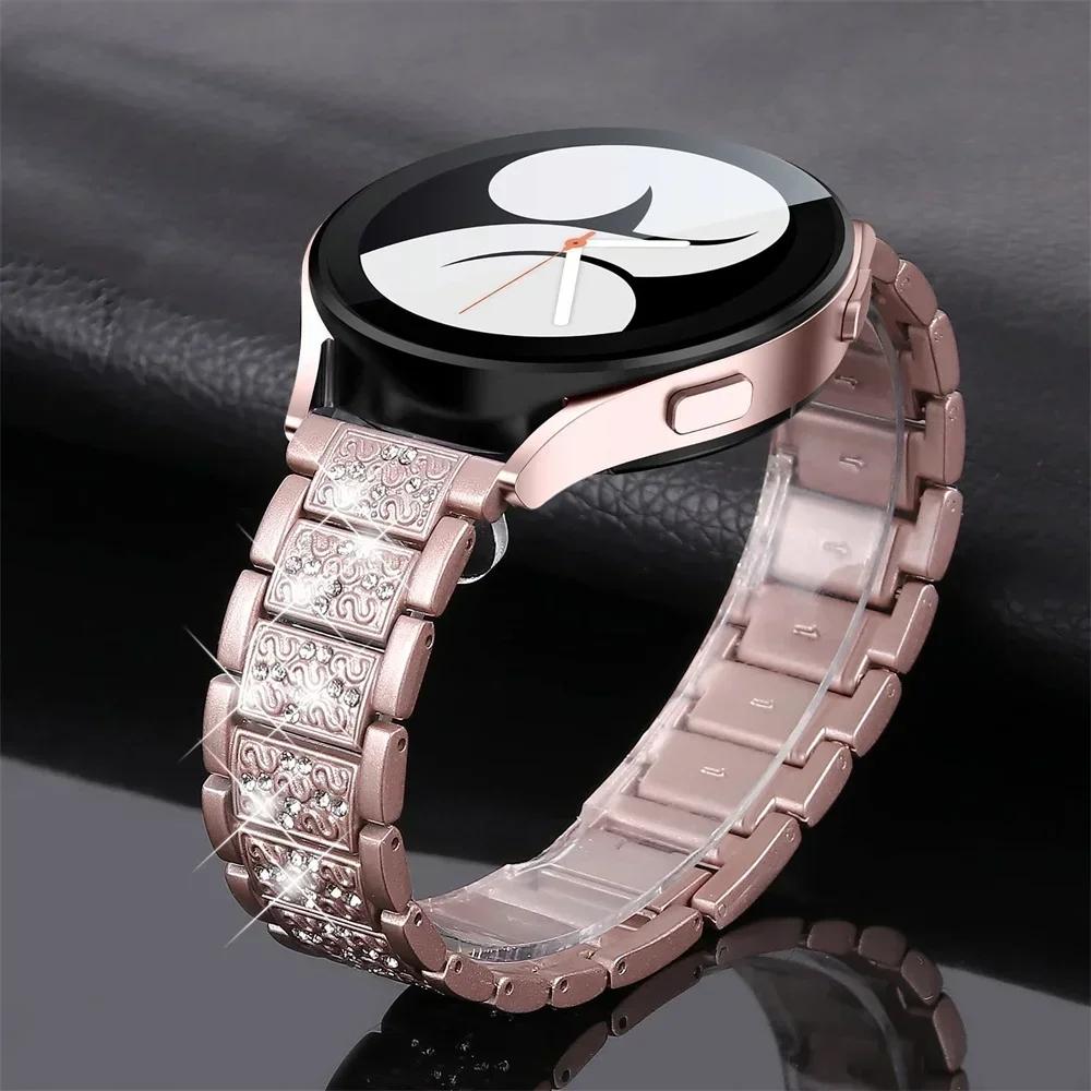 20mm Diamond Watch Band For Samsung Galaxy Watch 6 5 4 Luxury Bling Quick Release Watch Strap for Huawei Watch GT 4/3/2 Bracelet