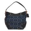 Used 9726 Signature Mickey Drawstring F37224 7922 Denim Jacquard Drawstring 2-Way Shoulder Bag Logo Denim Blue Women's