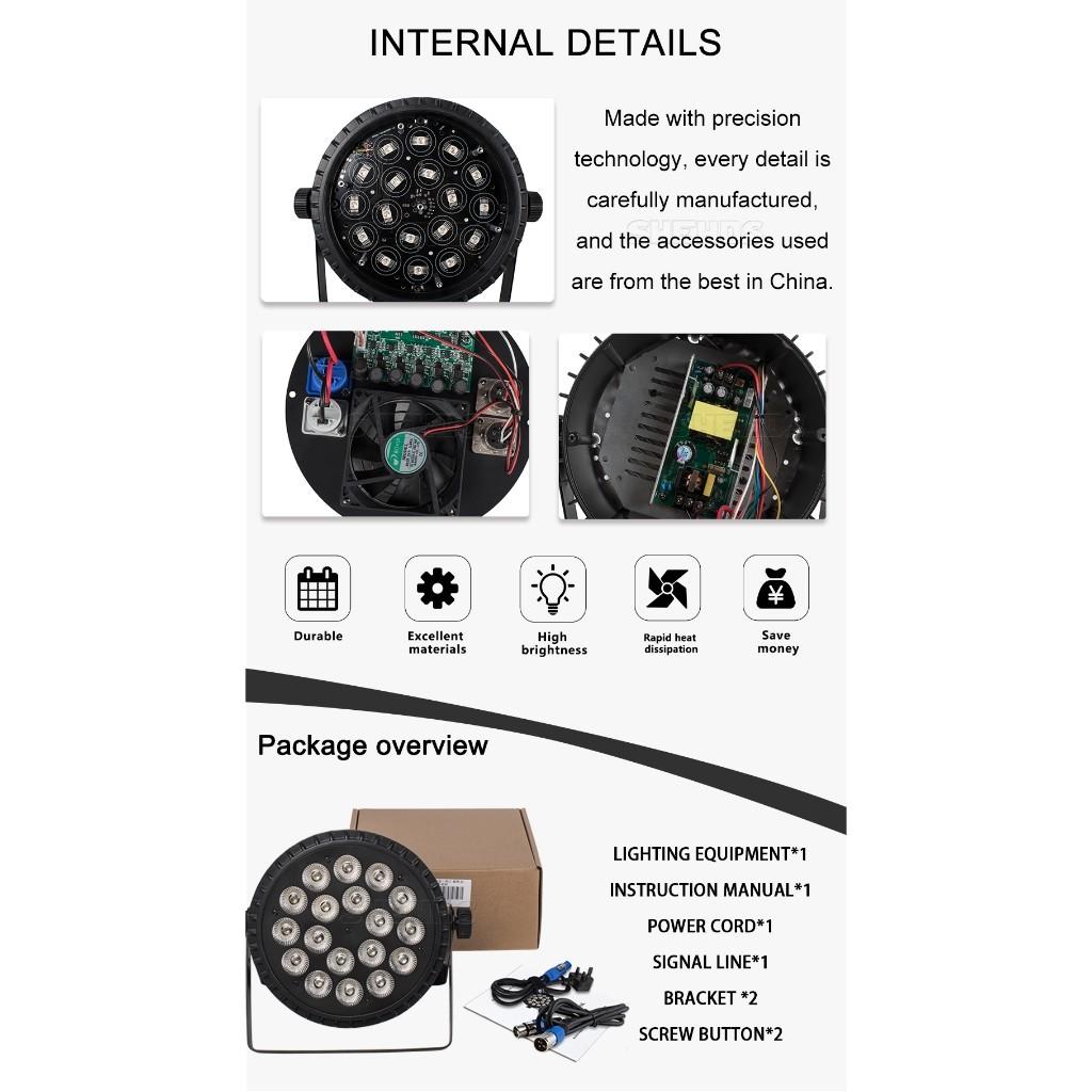 LED 18x18W 6 in1 RGBWA+UV High Brightness Par Light Disco DJ Club Wedding Outdoor Stage Lighting Equipment