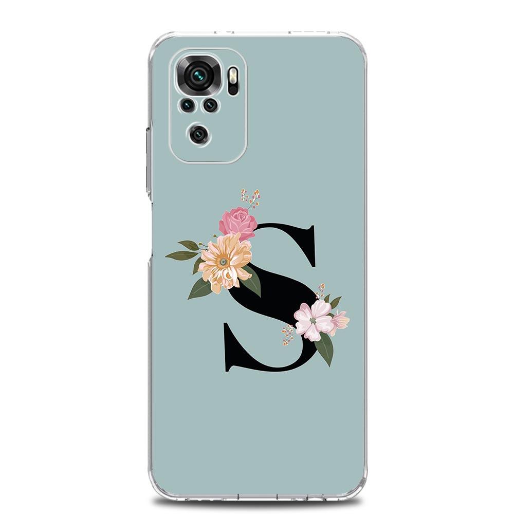 Flower Letters S Phone Case For Xiaomi Redmi Note 15 14 13 12 4G 10 11 Pro Plus 5G 14C 13C 12C 10C Clear Cover