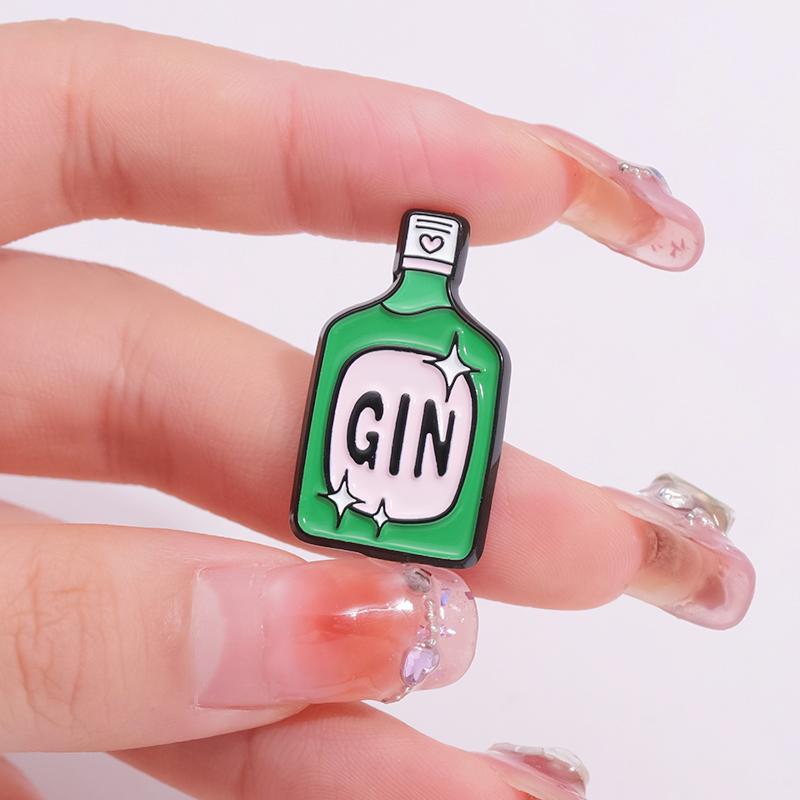 Wine Bottle Enamel Pins Custom GIN TONIC Brooches Lapel Badges Cartoon Funny Jewelry Gift for Friends