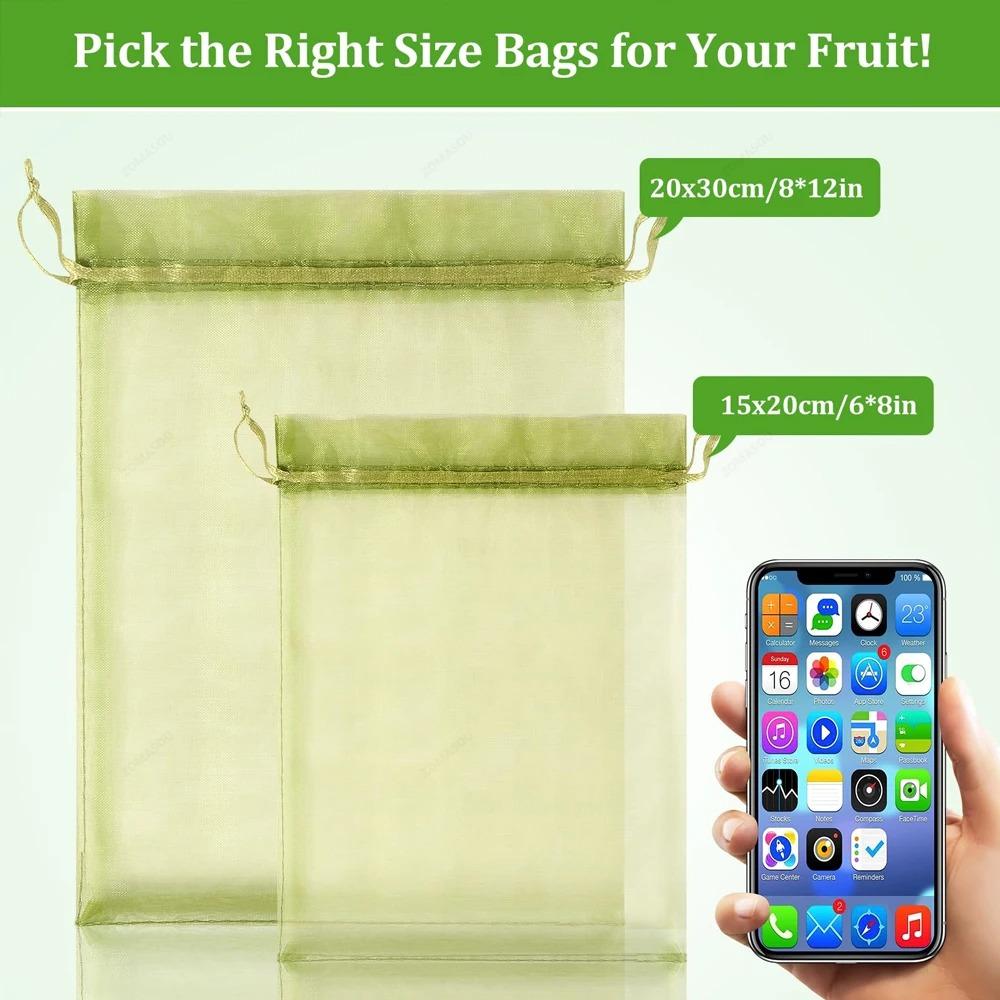 10-500Pcs Grapes Fruit Protection Bags Plant Grow Bags Garden Anti-Bird Netting Mesh Bag Vegetable Strawberry Bags Garden Tools