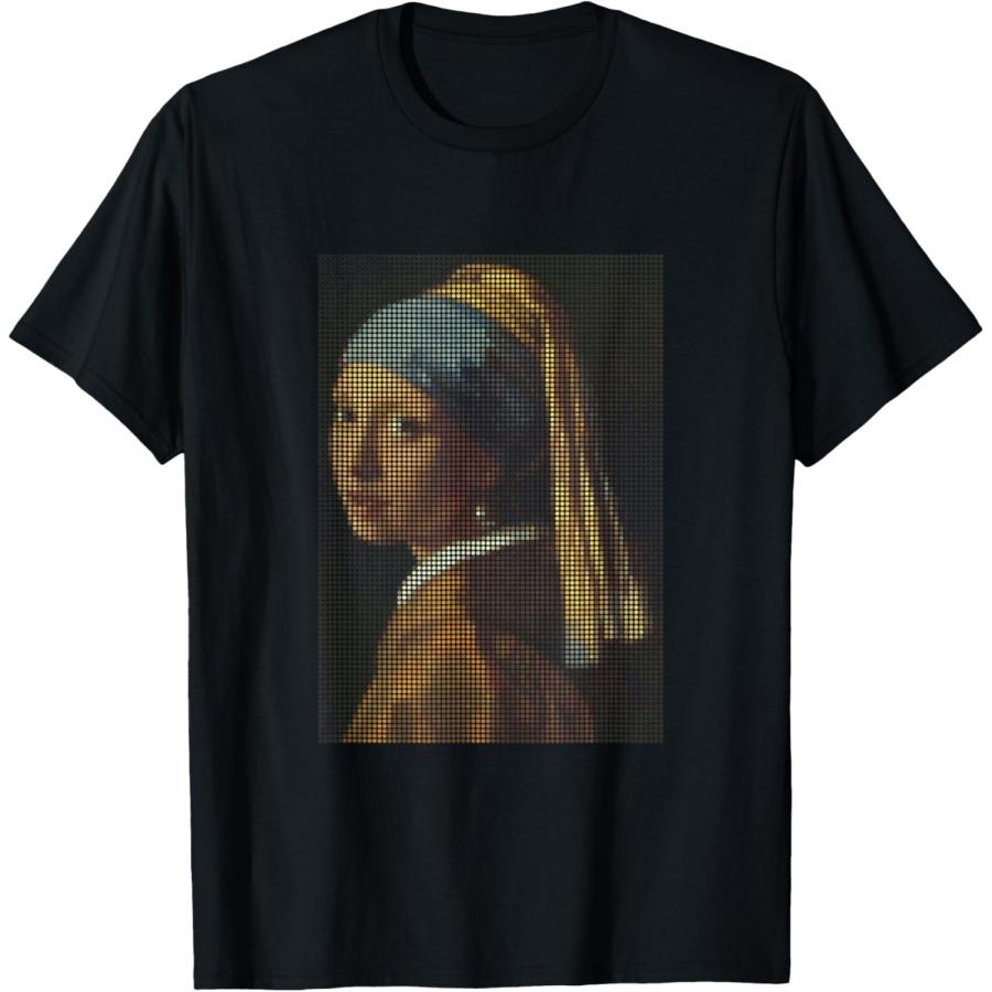 Girl with a Pearl Earring T-shirt _ Pixel Art, Vermeer Tee T-Shirt XXXXXL чёрный