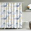 Whale Tail Moon Light Cloud Bath Curtain Set for Kids Bathrooms Decoration Blue White Print Shower Curtains with Hooks (180x240c