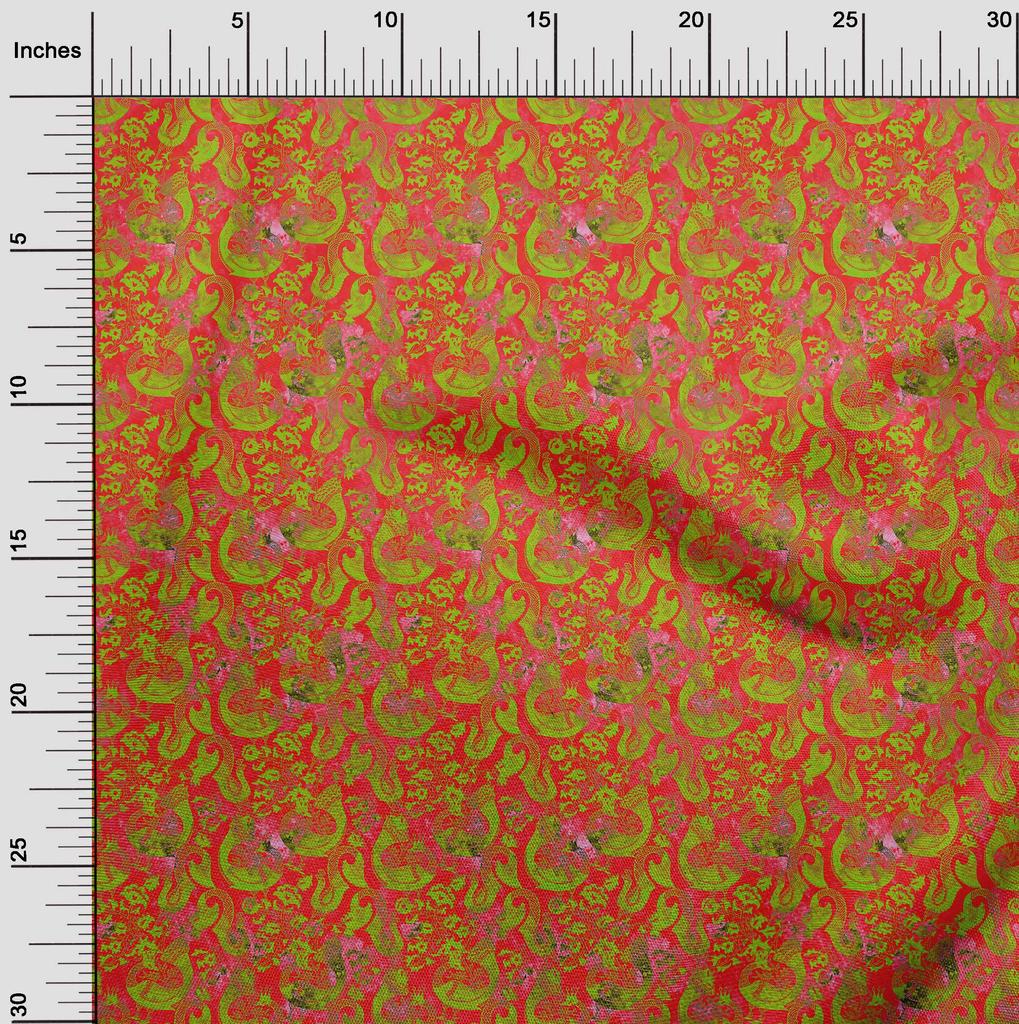 oneOone Cotton Flex Magenta Fabric Batik Sewing Material Print Fabric By The Yard 40 Inch