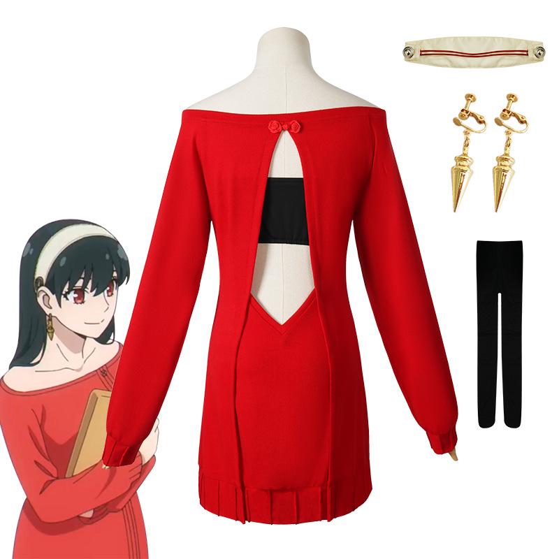Spy Playhouse Cosplay Costume: Joel Foger Red Sweater & Aniya Skirt for Blair's Male Protagonist Foger