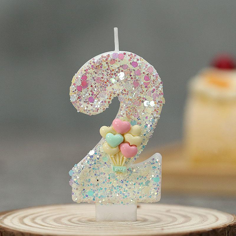 Single Number Birthday Candle 0-9 Glitter Design Cake Decoration for Children Baking Party Supplies