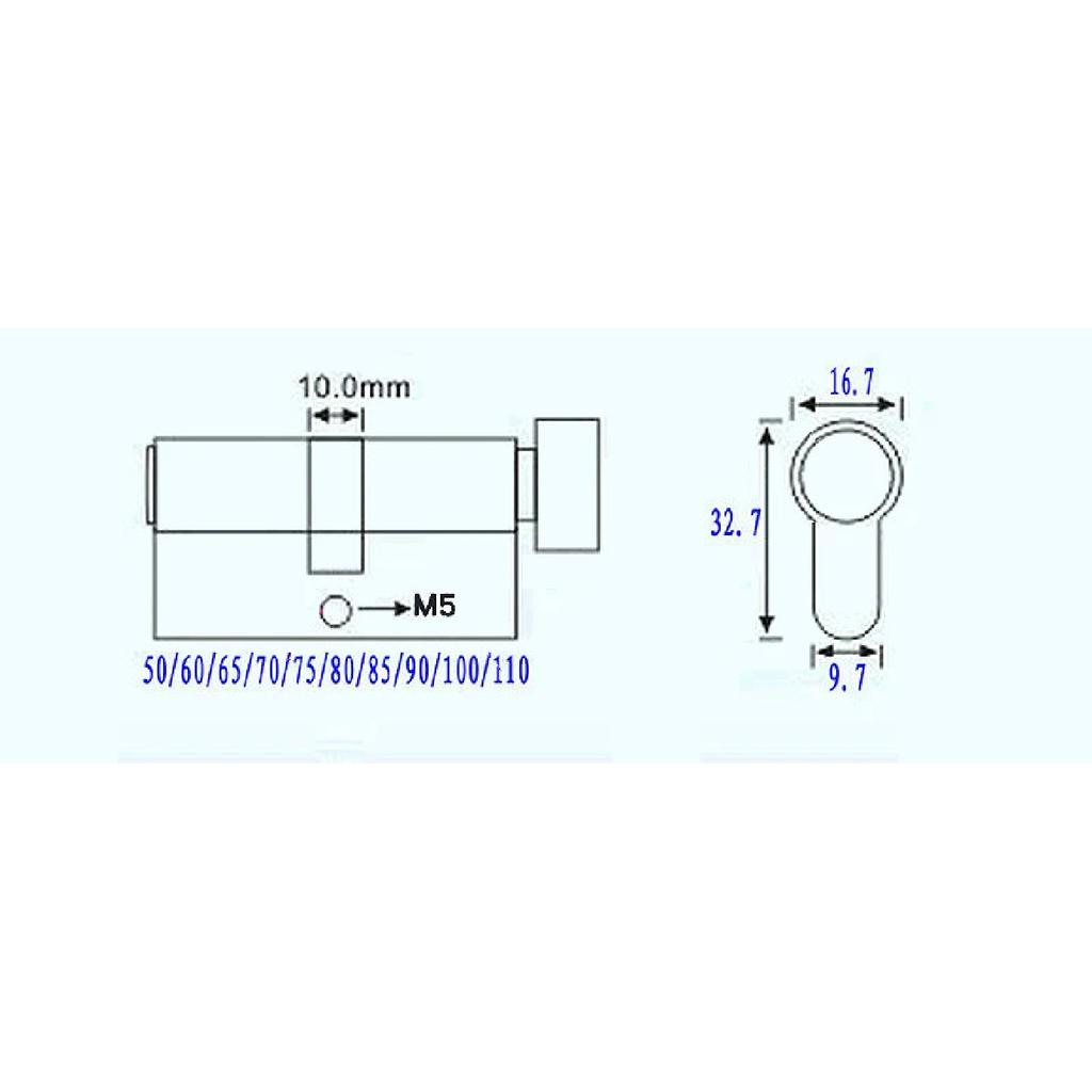 Door Cylinder 55 60 65 70 75 80 85 90mm Security Copper Lock Cylinder Interior Bedroom Living Handle Brass Key Locking 5 Keys