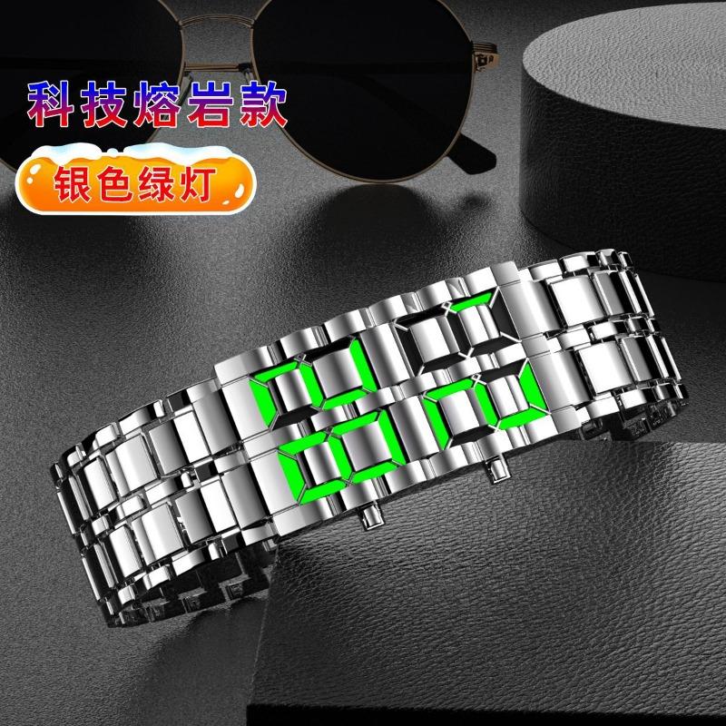 

LED electronic watch Volcano Lava Men s Watch Student Couple Fashion Trend Steel Belt Watch
