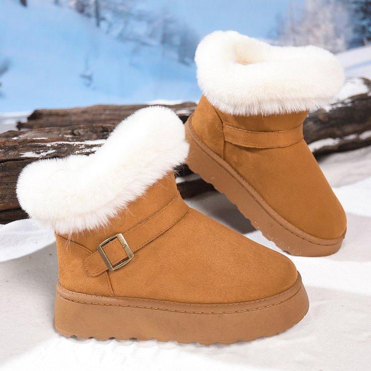 

Женские меховые ботинки с меховым голенищем большого размера на мягкой подошве, зимние теплые меховые сноубутсы с подкладкой, ботильоны до щиколотки, нескользящие, для походов, повседневные, спортивные, хлопковые ботинки 42 коричневый