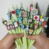 10Pcs Green Series Medical Pens, Quick-Dry Plastic Ballpoint Pens with Medium Tip, Suitable for Nurses and Healthcare Professionals, Retractable Closu