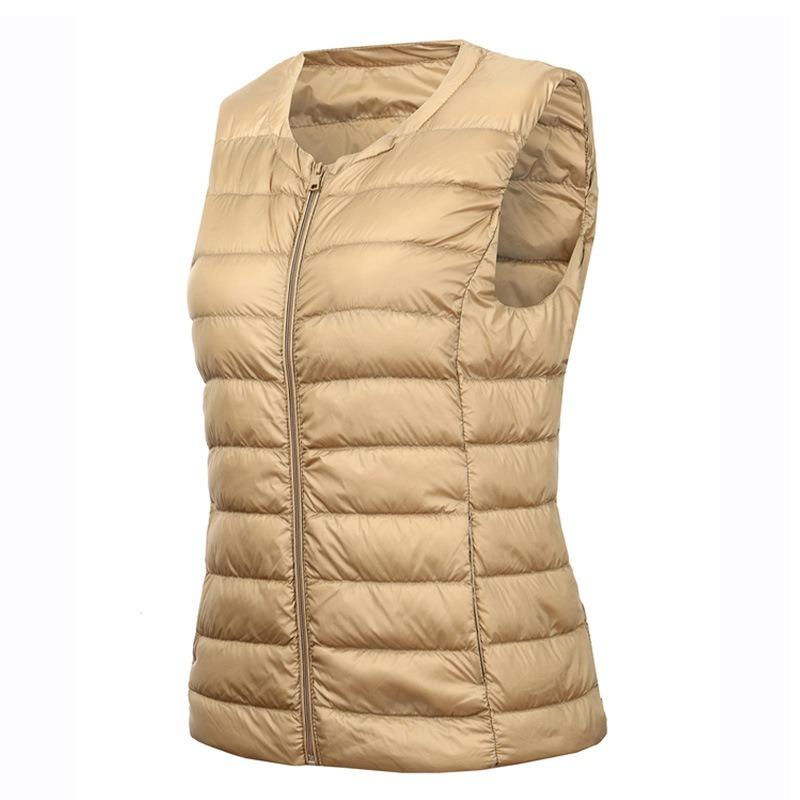 Winter Women s Casual Lightweight Down Warm Slim Zipper Pink Vest 2XL жёлтый