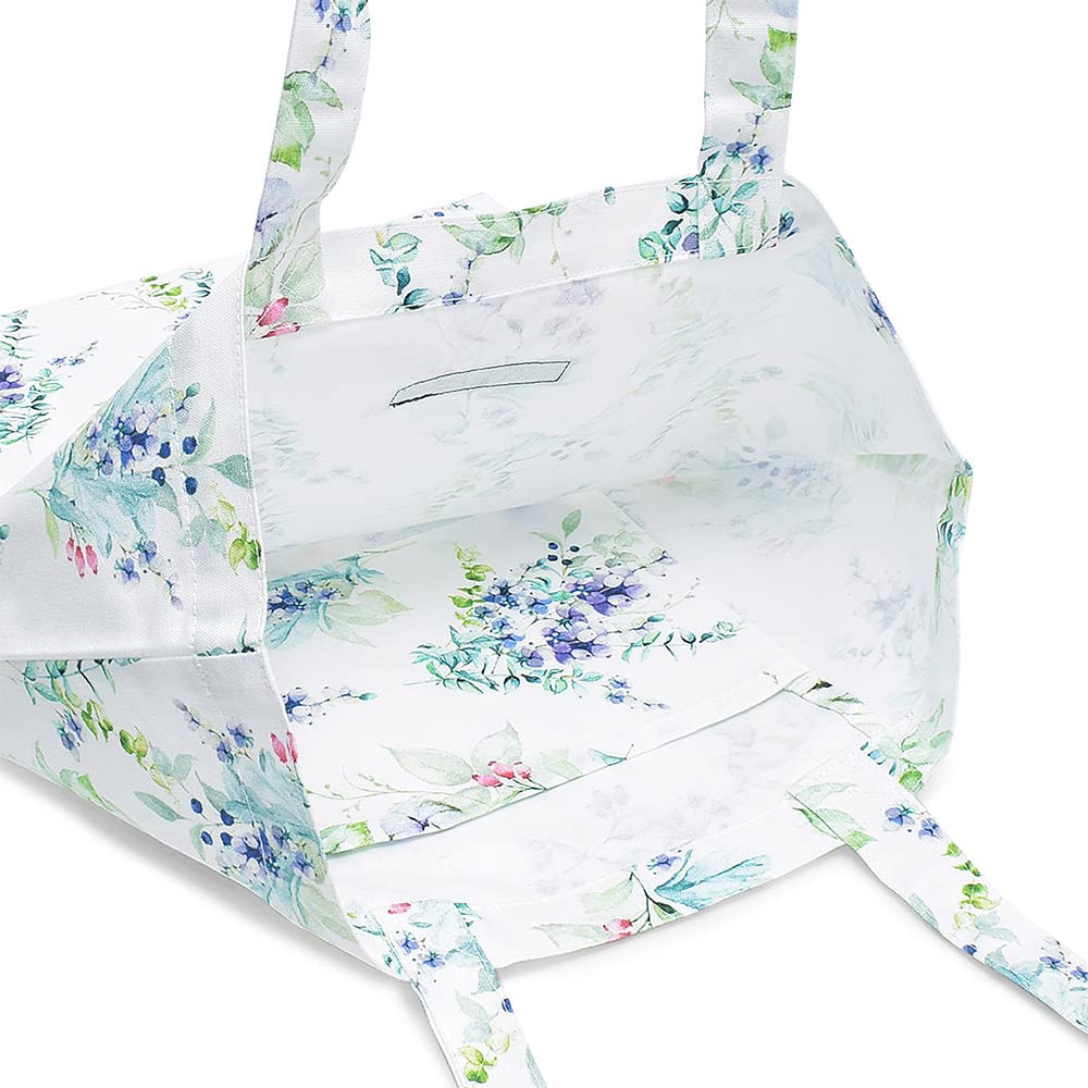 STYLE Sac Cabas Décoratif pour Grand Éco A3 Bouquet Botanique avec un mouchoir de poche Femmes, Capacité, Sous-Sac, Sac, 100% Coton, Taille, Design,