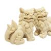 Pair of Shisa Figurines, Okinawa Sand-Colored Ivory, Comical Smile, Interior Decoration, Soothing Beach Scene, Gift, for Entryway