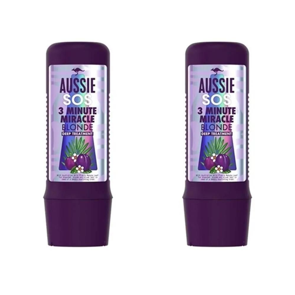 Aussie SOS 3-минутное чудо-средство для осветленных волос 225 мл 2 шт. Aussie SOS 3 Minute Miracle Blonde Hair Веганское