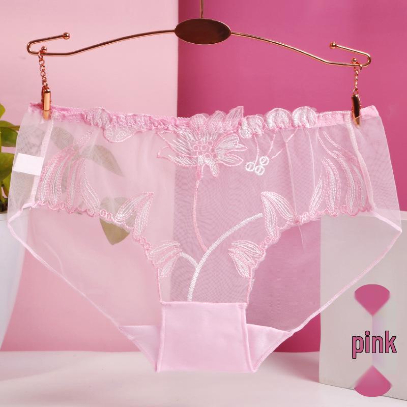 Plus Size Women's Sexy Lace Mesh Embroidered Triangle Panties