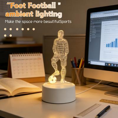 Football Player Night Light, USB Creative 3D Atmosphere Decoration Light, Birthday Gift for Family and Friends.