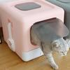 Cat Litter Box Large Plastic Spill Proof Cat Toilet Pink
