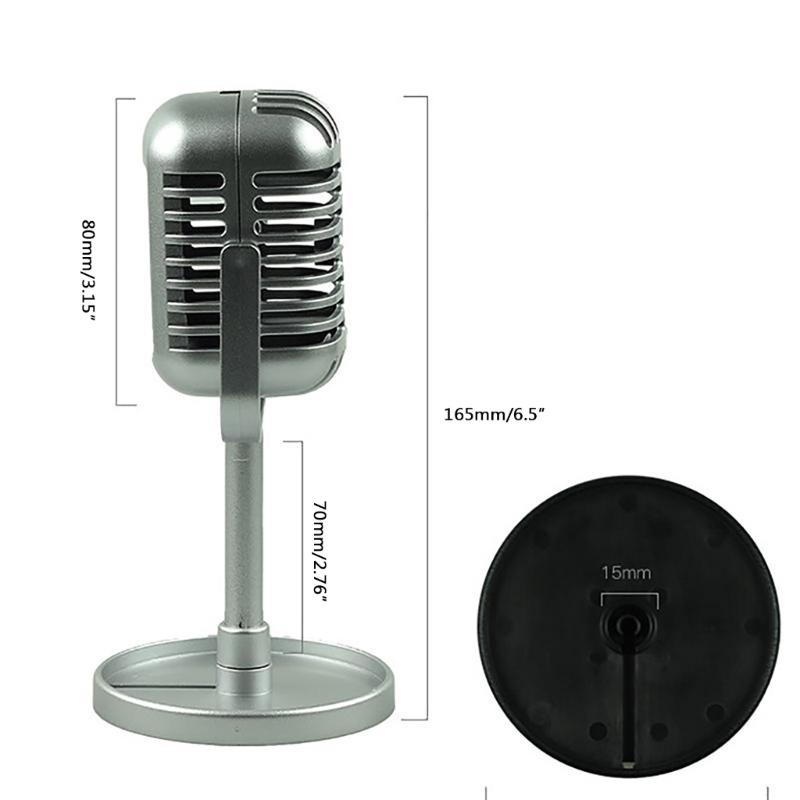 Lightweight Vintage Microphone Props Model Retro Microphone Stage Table Decor for Kids Party Pretend Toy 165mm/6.5-inch