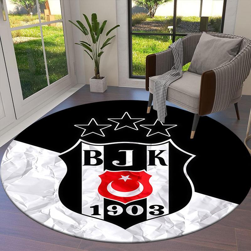 Besiktas Gymnastics Club Round Area Rug,Carpet Rug for Living Room Bedroom Sofa Playroom Decor,Non-slip Floor Mat