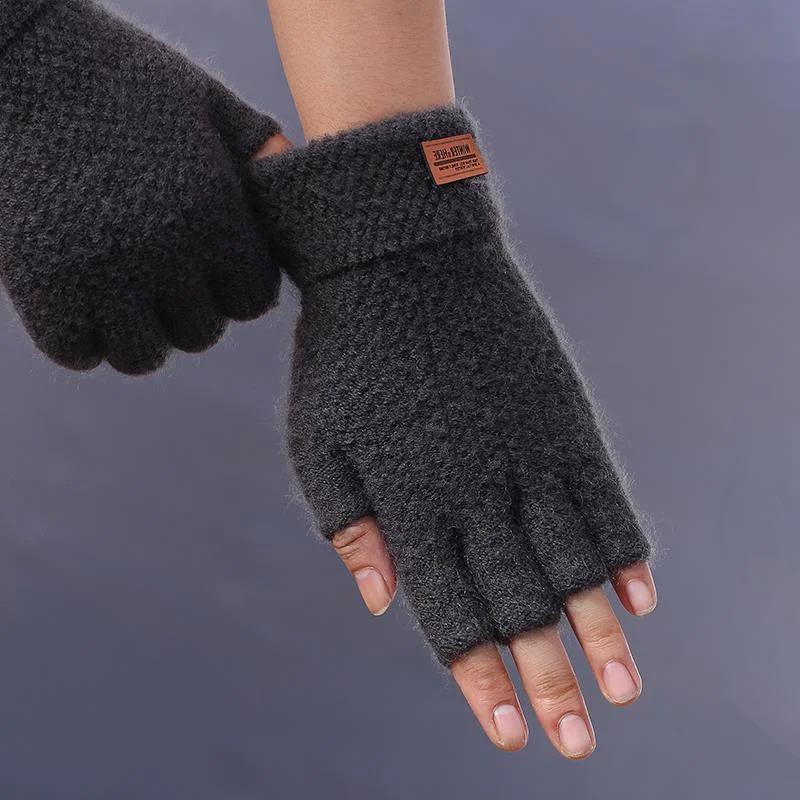 2020Outdoor Half Finger Gloves Women Men Winter Warm Wool Mittens Unisex Elastic Knitted Touchscreen Nonslip Fingerless Gloves