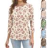 T-shirt da donna stampata allentata con maniche a 3/4, girocollo, moda casual, alla moda