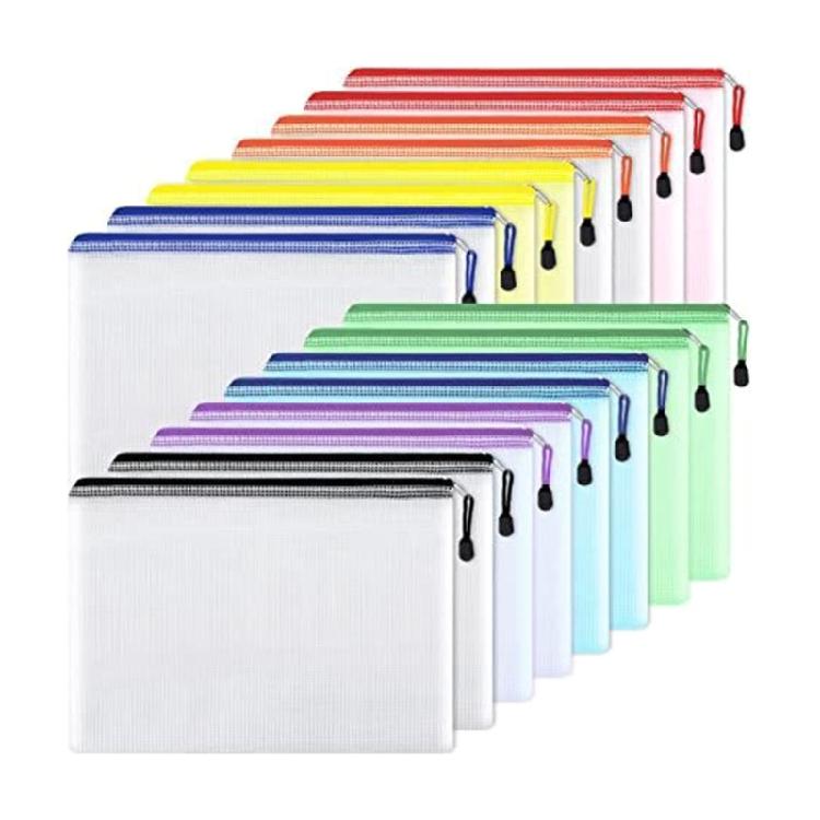 16Pcs Zippered File Wallet Letter Size Folder Documents Storage Pouches File Envelope Water Resistant Clear PVC Bag 1
