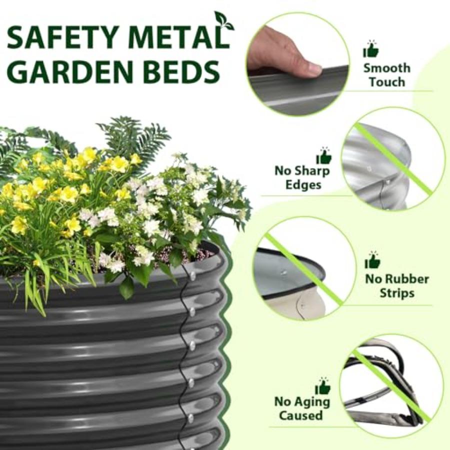 12X3X1.5 ft Galvanized Raised Garden Beds Outdoor Oval Extra Large Metal Planter Box for Planting Vegetables Flowers Herb Anti-