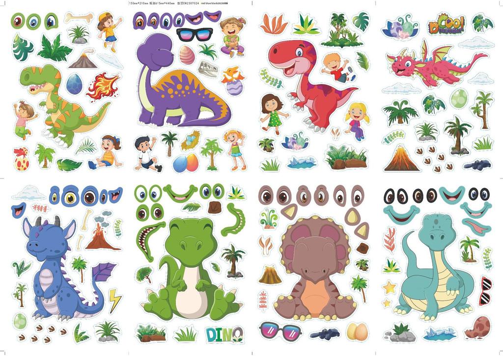 Adorable Cartoon Dinosaur Interactive Puzzle Diy Stickers For Children And Parents