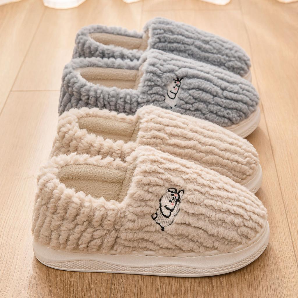 Cotton Slippers Winter 2025 New Indoor Home Plush Warm Non-slip Bag and Cotton Shoes