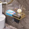Bathroom Clutter Organizer Adhesive Storage Rack Wall Mounted Large Capacity Stable Load-bearing with Hollow Drainage Anti-Rust for Kitchen
