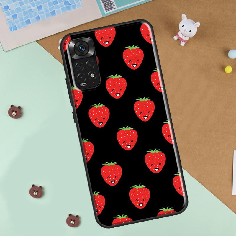 Cute Strawberry Phone Case For Xiaomi Redmi Note 12 8 9 10 11 Pro 8T 9S 10S 11S 12S 10A 9C 10C 12C Cover