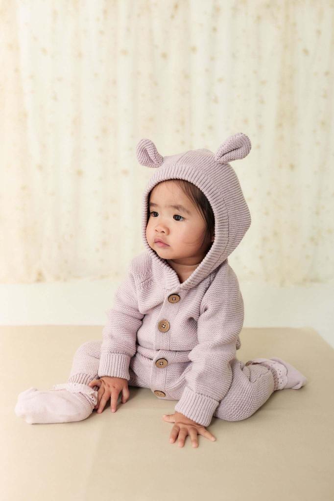 Bear Ear Knit Coverall JBNO245048 Baby LAV 50 [Jamie Kay]