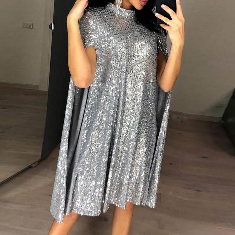 cape sequin dress