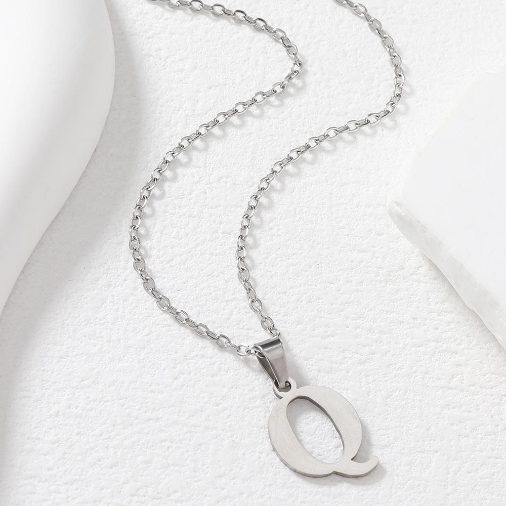 Polished Stainless Steel Alphabet Necklace - Women's Daily Wear Clavicle Chain