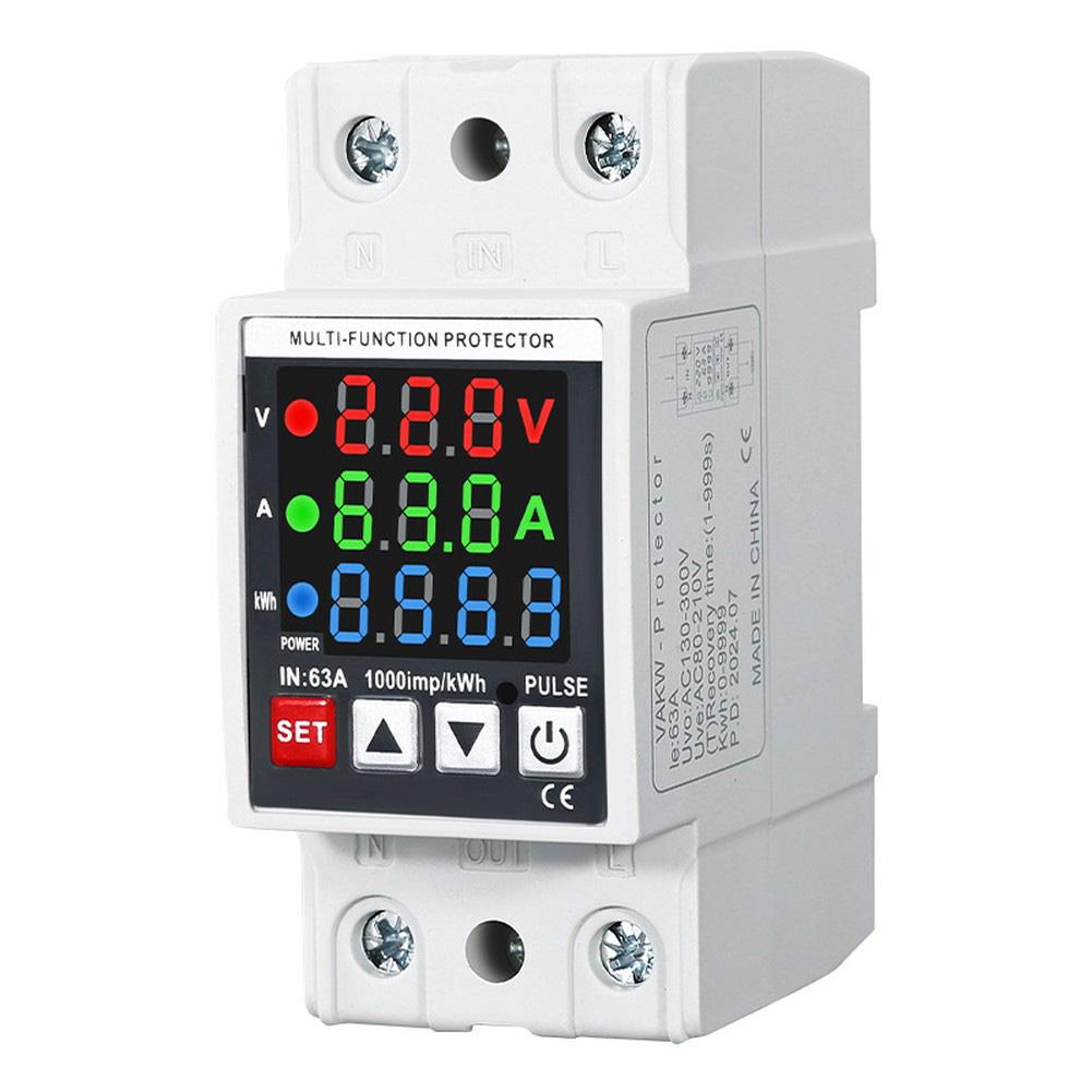 Energy Meter with Adjustable Settings for Home Use Over Under Voltage Protection and Precise Power Measurement