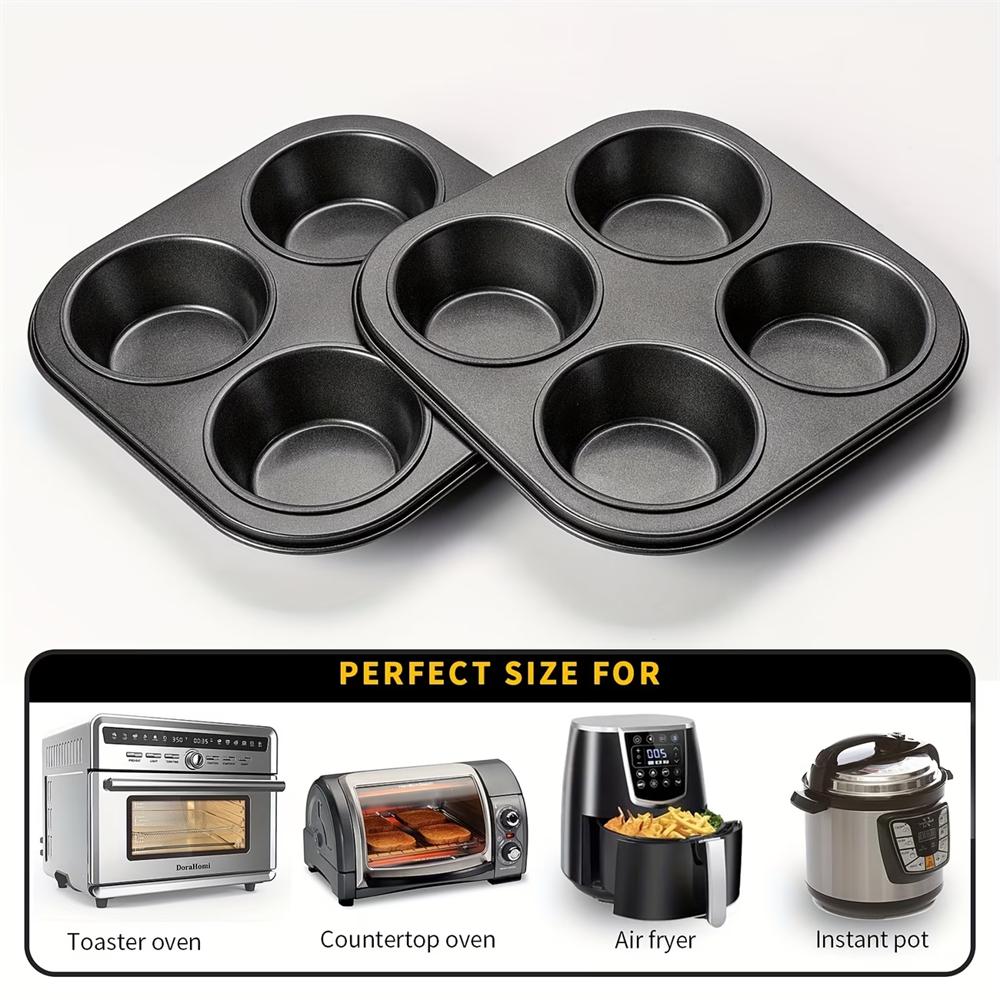 Air Fryer Muffin Pan,Non-Stick Small Oven Cupcake Baking Pan,Carbon Steel Round Muffin Tin Bakeware Cake Mould for Egg Muffin