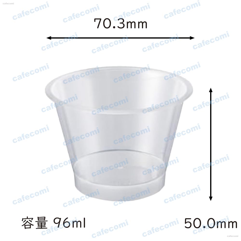 [Set of 100] Cafecomi Dessert Cups, Milky White, with Flat Lids, 96ml, with Pucchin Knob