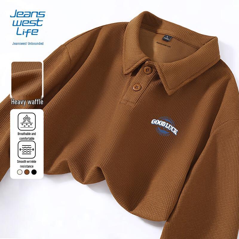 Jeanswest Life Men s Heavyweight Waffle Long Sleeve Polo Shirt M