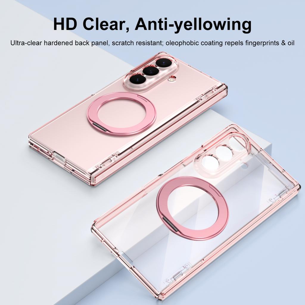 Magnetische Heldere Telefoonhoes voor Samsung Galaxy Z Fold 8 Ultra 7 6 5 4 Gehard Glas Scherm Ringhouder Scharnier Beschermhoes