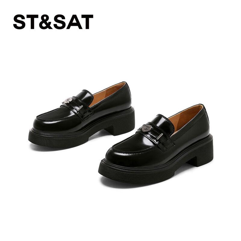 Women s Thick-Sole Mary Jane Loafers 38 чёрный