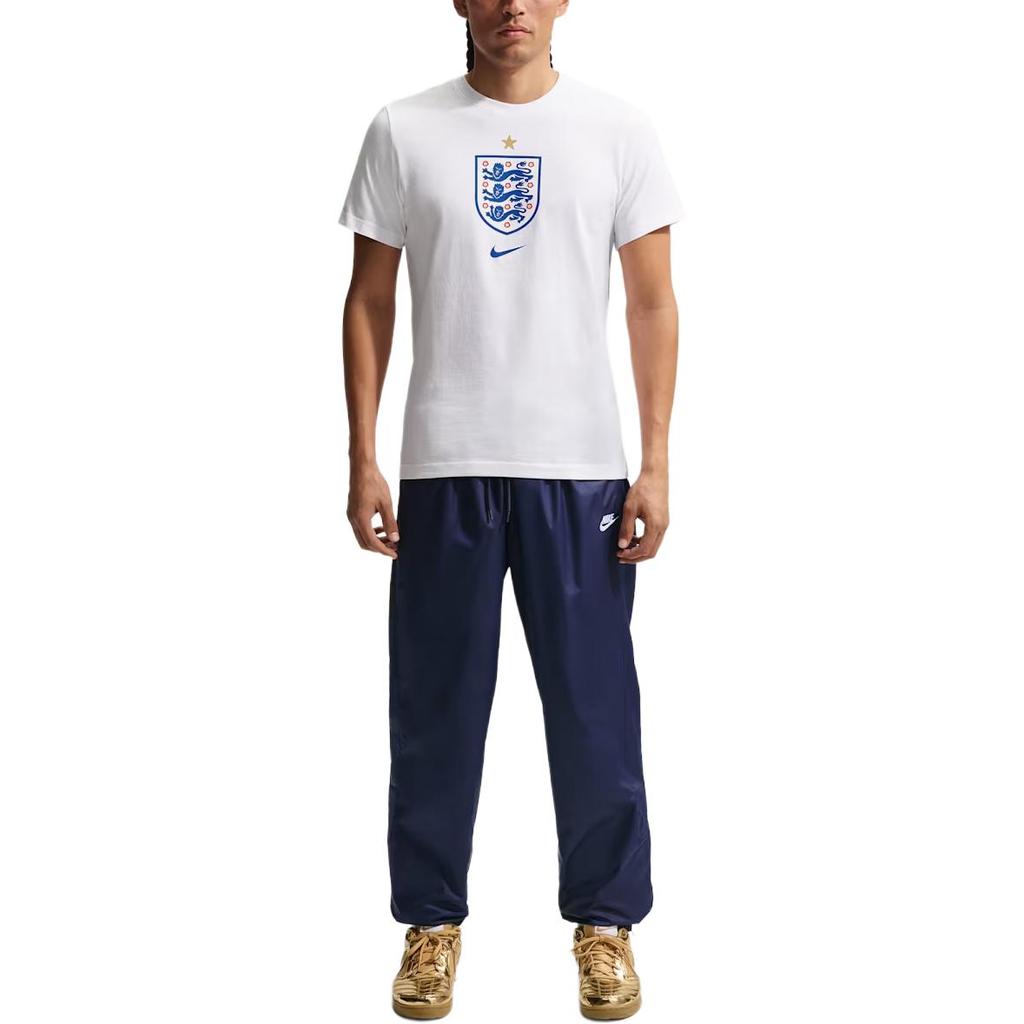 Nike England Team Logo Print Crew Neck Short Sleeve Football Shirt Men Tops IH2177-100