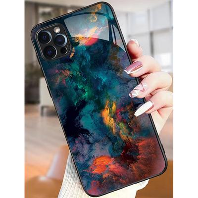 Colorful Splash Ink Glass Material Phone Case For iPhone 17 16 15 14 13 12 11 Pro Max 17Air 16E 7 Plus XR XS X Shockproof Cover