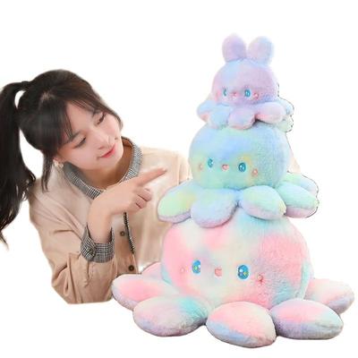 Stofftier 20-50cm Flauschiges Wende-Plüschtier Buntes Kaninchen Oktopus Doppelseitig Umkehrbar Cosplay Plüschtier Peluche Kuscheliges Geschenk